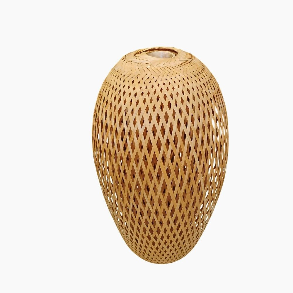 Woven Bamboo Pendant Light Shade Large Wicker Lampshade 14" Modern Boho Bohemian